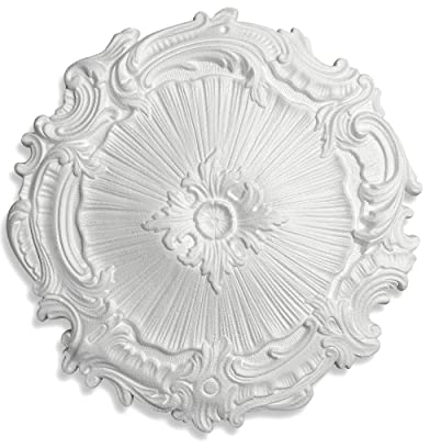DECOSA Rosette Eleonora, weiß, 1 Stück à Ø 41 cm - Stuckrosette aus Styropor - individualisierbare Deckenrosette