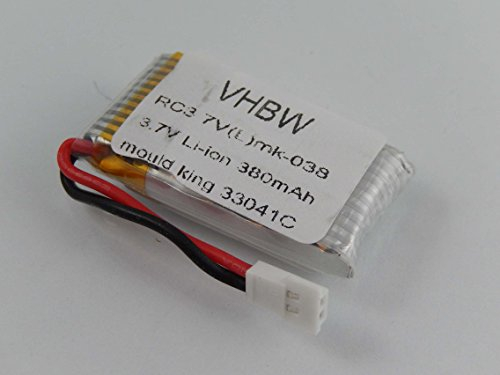 vhbw Akku kompatibel mit Mould King 33041C Quadrocopter Drohne Multicopter Quadrocopter (380mAh, 3,7V, Li-Ion)