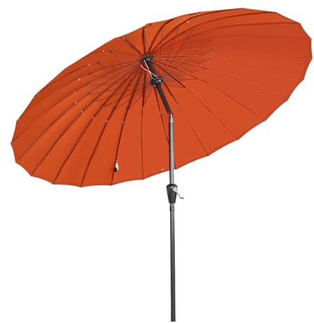 Angel Living Parasol De Jardin Parasol 250cm Rond, 24 baleines, L'Ombre De MéCanisme D'Inclinaison De Manivelle, Protection UV, pour Balcon, Terrasse, Piscine, Extérieur, Plage (Terre cuite)