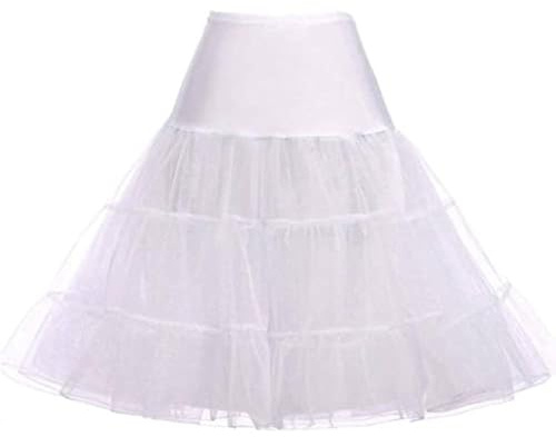 RULTA 50s Women Retro Petticoat Underskirt Vintage A-line Crinoline Half Slips Rockabilly Tutu Skirt (S-M, White)