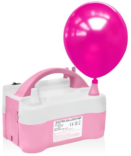 AEX Pompe à ballon électrique – Pompe à air électrique portable – (AC220-240 V 600 W) – Machine de remplissage de ballons pour décoration de fête et de festival (rose layette et blanc)
