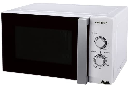 INFINITON MW-A25BG – Microondas, Blanco, 25 Litros, 900W, Función Grill 1000W, 9 programas