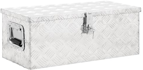 vidaXL Boîte de Rangement Coffre à Outils Caisse de Stockage avec Couvercle Boîte d'Emballage Transport Argenté 70x31x27 cm Aluminium
