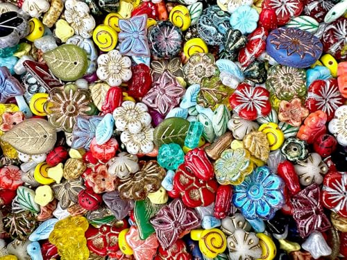 SCARA BEADS GET INSPIRED Mix White, Burgundy, Pink 65g Glass Beads (Flowers, Leaves, Mix Beads)