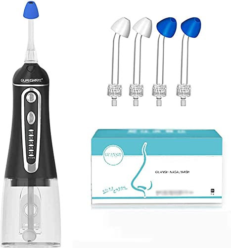 CEEBUS Irrigador Nasal portátil con 4 Puntas, Limpieza giratoria de 360 Grados, Limpiador Nasal eléctrico de 5 Modos, Kit de Sistema de Enjuague Nasal para Adultos y niños