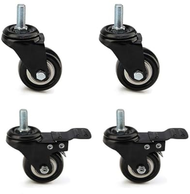YOYEAH Lot de 4 roulettes de meuble de 40 mm avec frein, filetage M8 x 25 mm, roulettes pivotantes pour charges lourdes, charge maximale 240 kg, pivotantes à 360° – Pour roulettes de transport