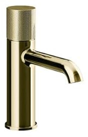 Gessi Habito Miscelatore monopulsante per lavabo, con beccuccio, senza scarico, proiezione 131 mm, DIAMANTATO, 70602, colore: ottone PVD