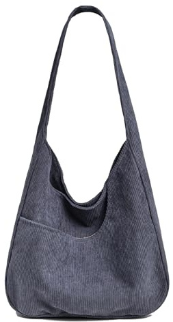 Ulisty Damen Cord Hobo Tasche Retro Schultertasche Lässige Stofftasche College Tote Bag Handtasche