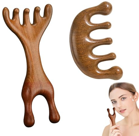 THXFUNAREA Holz Kopfhaut Massagebürste 2 Stück Kopfmassage Kamm Sauerstoffmassage Massagewerkzeug für entspannende Kopfhautpflege und Durchblutungsförderung ideal für Zuhause oder unterwegs