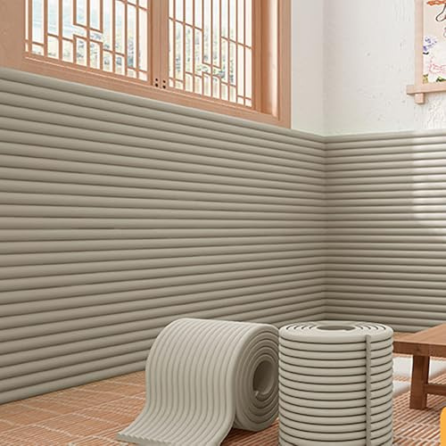 Generisch Wandpaneele Gepolstert für Kinderzimmer - 200 cm Wandpolster Selbstklebend, 1.2cm Dick Anti-Kollision WandkissenWärme und Kälteschutz für Schlafzimmer, Spielzimmer,Grau,30cmx200cm 1pcs