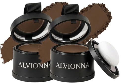 alvionna polvere copri radici, Polvere Capillare Copri Ricrescita 2 Pezzi con Cheratina, Correttore Capelli Bianchi e Attaccatura Waterproof per Capelli Fini Castano Scuro