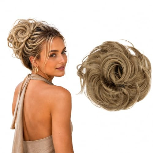 CAISHA Hårstycke Hårelastiskt Updos Brudfrisyrer Voluminöst Lätt Vågigt Bulle Mörkblond G9B | Värmebeständig Updo förlängning hårsnodd voluminös vågig munk tillbehör brudbröllop brud brudtärna hästsvans topp knut