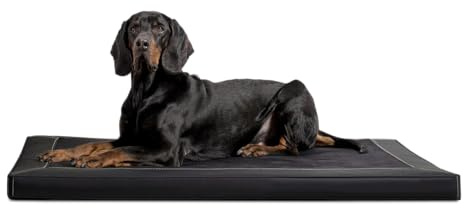 tierlando® Orthopädische Hundematratze Carlos VIP Ortho-Medic Hundematte aus Kunstleder und Velours mit Visco Memory Foam, Größe: 150x100cm | Farbe: 03 Schwarz