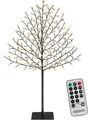 Monzana® Kirschblütenbaum 180 cm 200 LED Warmweiß Außen Innen Timer Künstlich Groß Deko Weihnachten Weihnachtsdeko Kirschbaum Leuchtbaum Lichterbaum