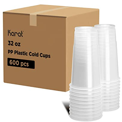 Karat [32oz - 600 ct] PP Plastic Cold Disposable Plastic Cups, 104.5mm Diameter, BPA Free & 100% Recyclable (C-KPP32)