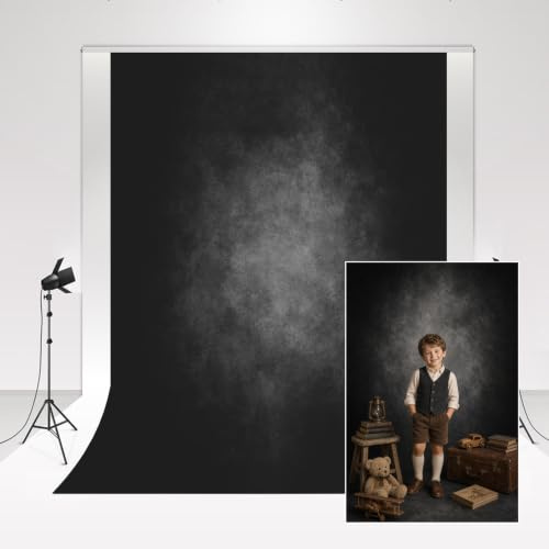 Kate Hintergrund Fotostudio Grau 1,5x2,2m Backdrop Schwarzer Hintergrund Retro Feste Schwarze Fotohintergründe für Fotografie Porträt Studio Titelseite des Magazins Background