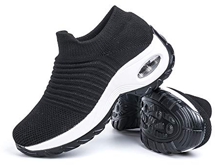 Hitmars Scarpe da Ginnastica da Donna Scarpe Sportive da Corsa Palestra Cuscino d'Aria Nero/Bianco 2-EU38