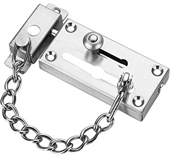 LAITER 1 Pcs Chaîne de Porte en Acier Inoxydable Verrou de Sécurité Argent Anti-Vol Serrure Solide Glissière pour Maison Hôtel Protection Fiable pour Famille