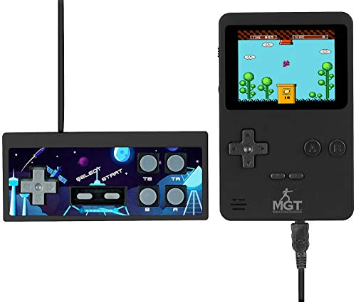 MGT Mobile Games Technology Videospiel: 2in1-Retro-Spielekonsole, 7-cm-Farbdisplay (2,8), 200 Spiele, 8 Bit (Konsole, Retrospiel, tragbarer)