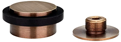 Klebe-Türstopper | 45 x 20 mm | Gewindesockel | Gummi Schwarzer | Messing | Finish Vintage-Leder | Enthält Werkzeug, Schraube + Befestigungsdübel | Mod. I-203/35X19-DUAL-CU| EVI Herrajes