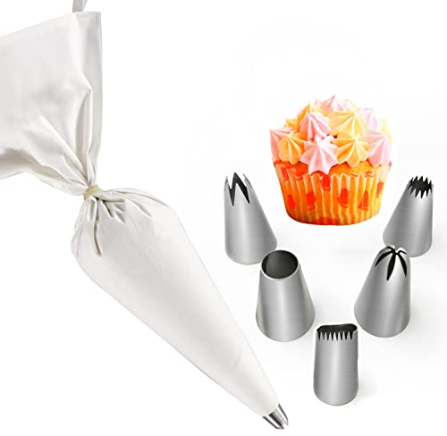 Professionelles Spritztüllen Set - 6 Stücke Wiederverwendbare Silikon Spritzbeutel Mit Edelstahl Spritztüllen