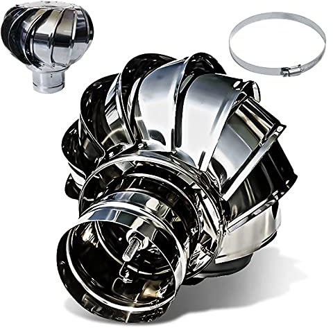 LIGUOYI Kaminaufsatz Edelstahl Kaminhaube Regenhut Dachhaube 304 Edelstahl Ø 110 Mm Bis 400mm Lüftungsanlage Automatisch Durch Wind/Luftstrom Drehen Null Verbrauch Stumm Ablufthaube (Size : 110mm)