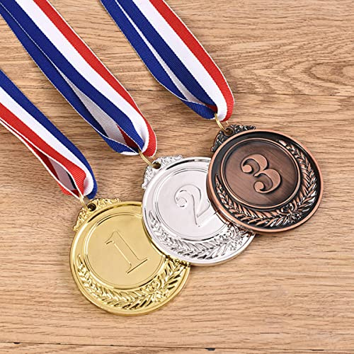 Bessy shop Medallas de Metal,3 Pcs Metal Medallas de Oro,Plata y Bronce Medallas de Premio con Cinta Medallas Medallas de Estilo olímpico para niños y Adultos para Juegos Deportes Party Competiciones