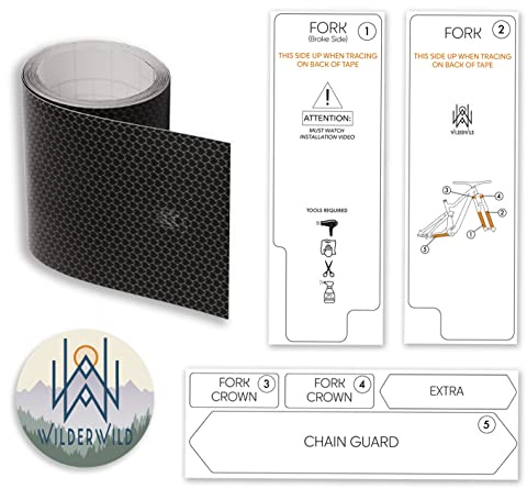 WilderWild Fork and Chainstay Protector Tape- High Impact Vinyl Wrap (4'x36) Mountain Bike Frame Protection, Matte Dragon Scale