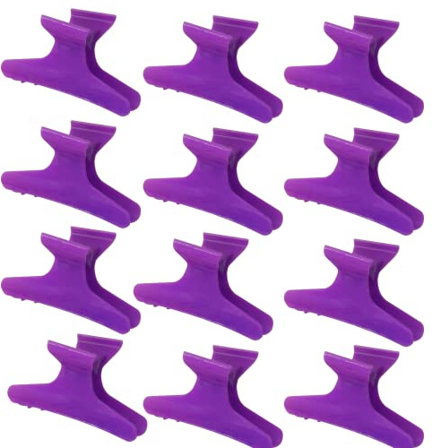 Head Jog 12 Pack Butterfly Hair Clips, Accessories for Sectioning and Styling. Hair Clamps for Women and Men (Purple)