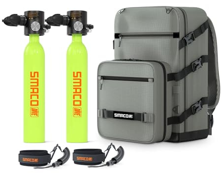 SMACO Mini Tauchflasche 0,5L Sauerstoffflasche Tauchen Mini (2 Stück) Taucherflasche für Unterwasseratmung kleine Tauchen Sauerstofftank Taucher Set Tauchausrüstung für Familie und Kumpels S300Plus
