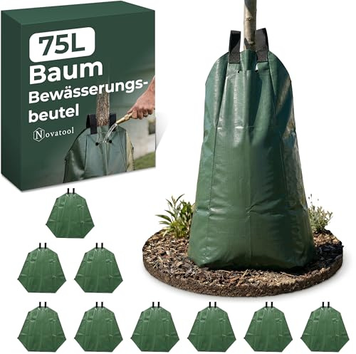 Novatool 10x Säcke für Baumbewässerung 75 Liter Grün Bewässerungsbeutel aus robustem PVC Baumsäcke Bewässerung Baumbewässerung Säcke Wasserbeutel Baum