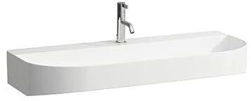 LAUFEN Sonar Aufsatzwaschtisch, 1 Hahnloch, ohne Überlauf, 1000x420mm, geschliffen, H8163477571561, Farbe: weiß matt