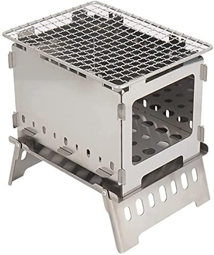 TEmkin Gas grill Outdoor Camping Stove Portable Folding Oven Barbecue Grill Stainless Steel Burner For BBQ Picnic Cooking Windproof Wood Stoves