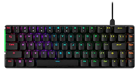 ASUS ROG Falchion Ace 65% RGB Compact Gaming Mechanical Keyboard, Lubed ROG NX Red Switches & Switch Stabilizers, Sound-Dampening Foam, PBT Keycaps, Wired with KVM, Three Angles, Cover Case-Black