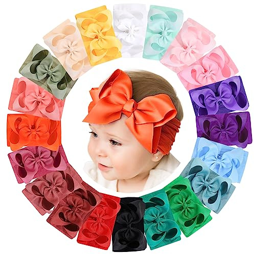 Lot de 20 bandeaux élastiques en nylon pour bébés, bébés, bébés, tout-petits, enfants