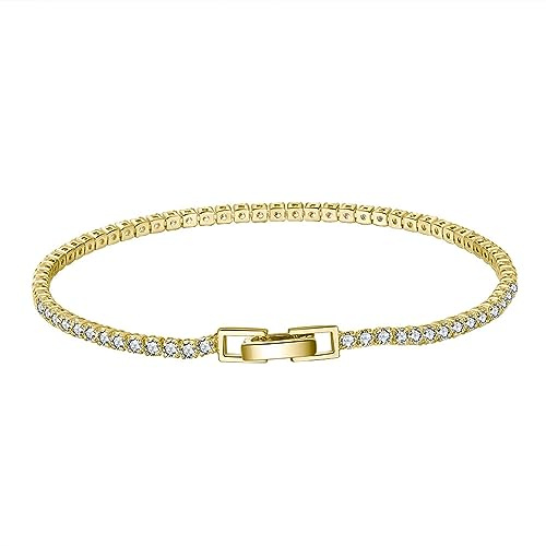 Mesnt Armschmuck Damen Vintage, 925 Silber Elegantes CZ-Tennisarmband für Frauen, Länge 16.5/18/19/20cm
