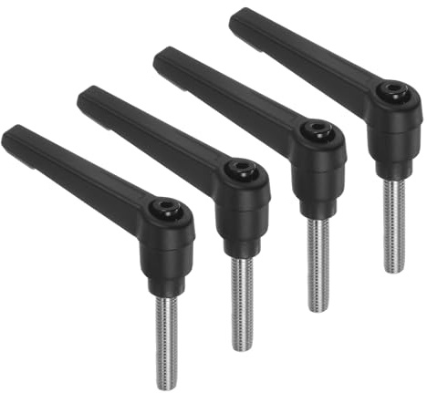 QUARKZMAN 4 Stück Klemmhebel Griff M6 x 30mm Außengewinde Schraube Edelstahl 304 mit Zinklegierung Verstellbare Handgriff Spannhebel für Werkzeugmaschinen Schweißgeräte Druckgeräte, Schwarz