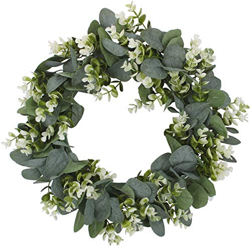 Osterkranz mit Ostereiern und Langen Hasenohren Klopfer Feld Runder Ring Tür Anhänger Girlande Simulation Weiß Lysimachia Blatt Dekoration Künstliche Ostern Osterei Dekokranz Künstliche Blumen Kränze