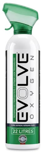 EVOLVE 22-Litre Pure Oxygen Canister with Breathing Cup | Portable Oxygen Can | Ideal for Home Use and Outdoor Activities | Designed by Firefighters | Made in Britain | Pack of 1