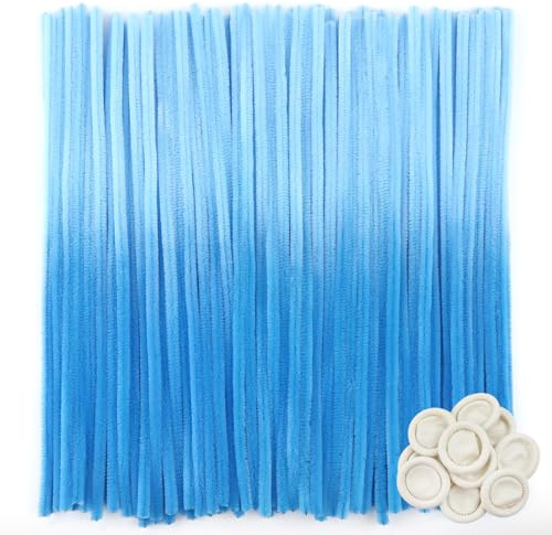 TOAOB 100 Stück Pfeifenputzer zum Basteln Farbverlauf Blau Pfeifenreiniger | Lang 30 cm und Breit 6 mm, Pipe Cleaners für Basteln und Dekorieren Kunst Handwerk