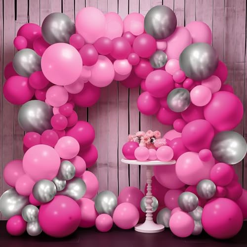 Luftballon Girlande Rosa, 134 Stück Luftballons Geburtstag Set, Ballon Geburtstag Mädchen, Helium Balloon Latex Ballons für Mädchen Geburtstag Hochzeit Kinder Baby Shower Party Dekorationen