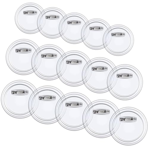 ZAMXHUG Buttons Selber Machen - 15pcs Acryl Design Button Abzeichen, DIY Ansteckbuttons, DIY Abzeichen Werkzeug, Klar Knopf Pin Abzeichen Kit(Ø 25mm/Ø 37mm/Ø 44mm)