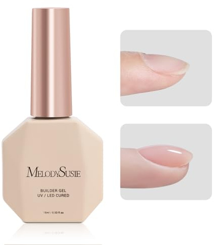 MelodySusie Builder Clear Base Gel for Nails Thickening | Rubber Base Gel for Apex Building,Nail Thickening & Strengthening,Extension Rhinestone Glue,UV LED Cured,DIY Home Salon