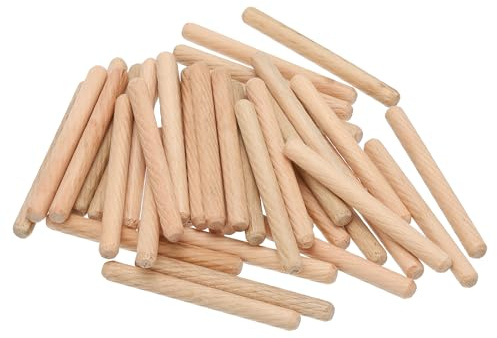 PATIKIL 1/4 Holzdübel, 200 Stück M6x60mm Holzdübel Hartholzstifte mit gerilltem Schlitz für Handwerk Möbel Tür Kunst