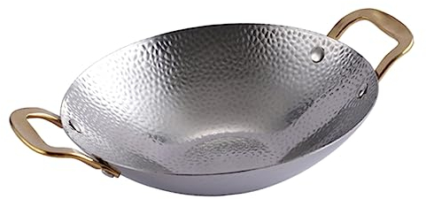 Hoement Stainless Steel Korean Dry Pot Double Handles Non-Stick Kitchen Tool for Seafood and Hot Pot for Home Cooking and Camping