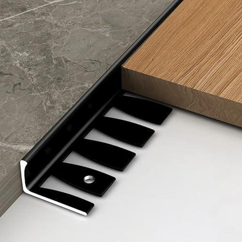 Raouoae Profilé De Protection De Bord Pliable En Aluminium L, 135cm (lot De 2) Pour Carrelage De Cuisine Et Mural - Finition Anodisée, Idéal Pour Rénovation Et DIY(Black,H:15MM)