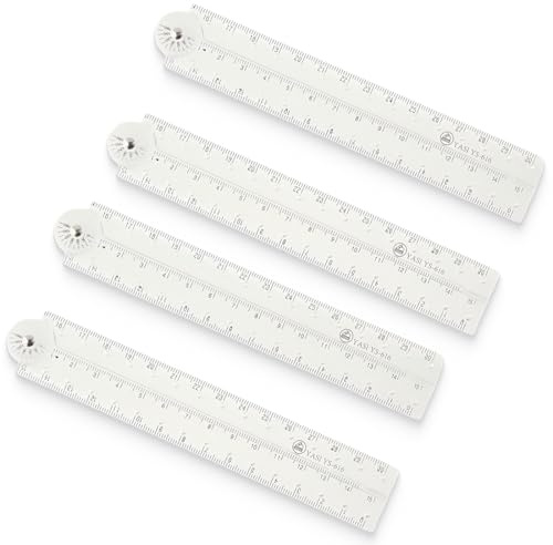 KOLZEMV 4 Stück Lineal 30 cm, Lineal Kinder Grundschule, geodreieck grundschule, Transparentes Lineal für Geometrische, für Schulkinder oder Büro, Faltbares Gerades Lineal, Transparent und Flexibel