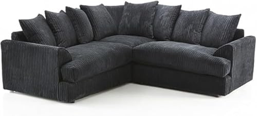 Jasper, Jumbo Cord Corner Sofa (Black)
