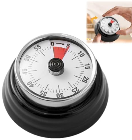 Tissting Visueller Timer, 60-Minuten Manueller Countdown Timer Mechanisch mit Magnetfuß für Kinder Studie Arbeit Kochen, Edelstahl ABS Material, Küchenzeitmanagement für Erwachsene