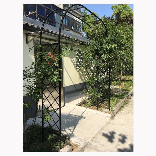 Arche de jardin en métal noir pour plantes grimpantes - Arche de jardin incurvée - 1,4 m x 2,3 m